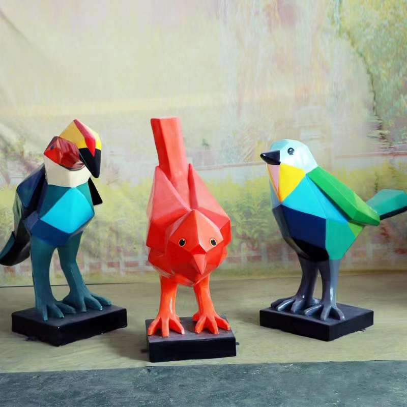 玻璃钢切面鸟雕塑几何雕塑造型摆件 玻璃钢切面鸟雕塑几何雕塑造型摆件