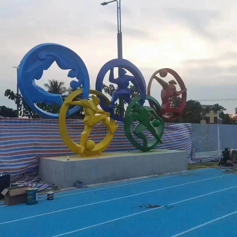 奥运五环玻璃钢雕塑摆件不锈钢景观造型