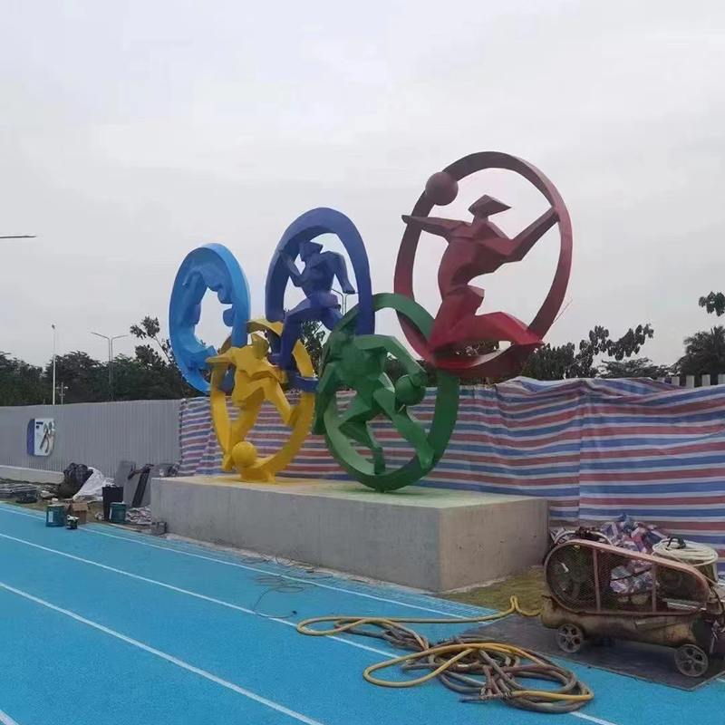 奥运五环玻璃钢雕塑摆件不锈钢景观造型