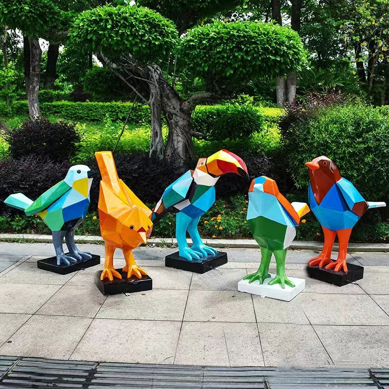 玻璃钢切面鸟雕塑几何雕塑造型摆件 玻璃钢切面鸟雕塑几何雕塑造型摆件