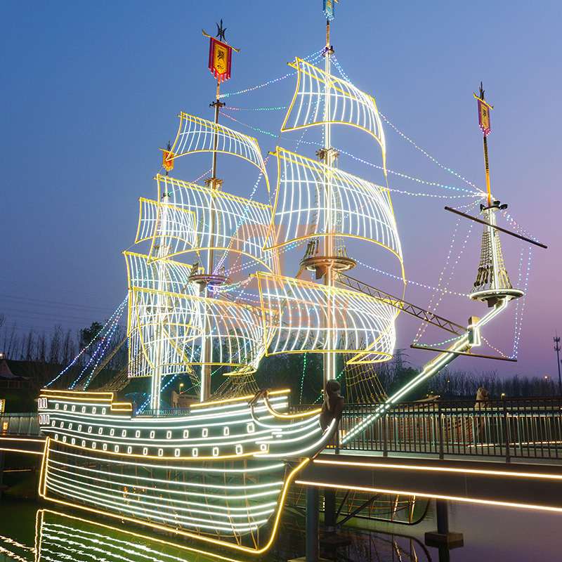 不锈钢发光船雕塑景观艺术造型水景摆件 不锈钢发光船雕塑景观艺术造型水景摆件
