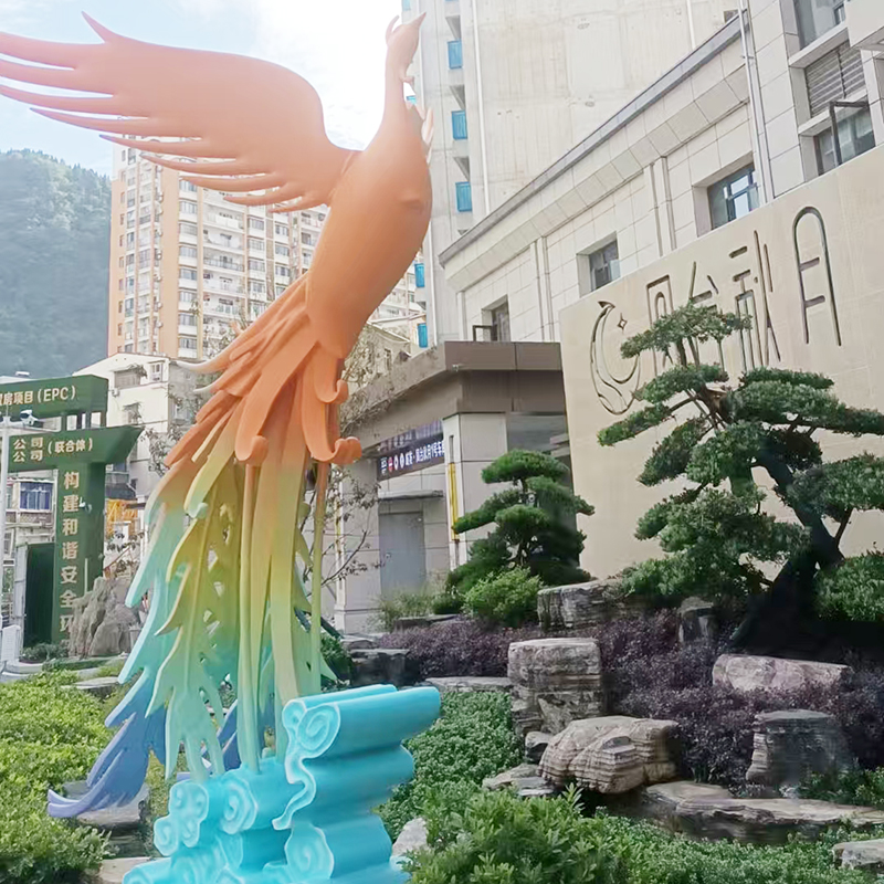 玻璃钢凤凰雕塑造型售楼处小区公园景观摆件 玻璃钢凤凰雕塑造型售楼处小区公园景观摆件