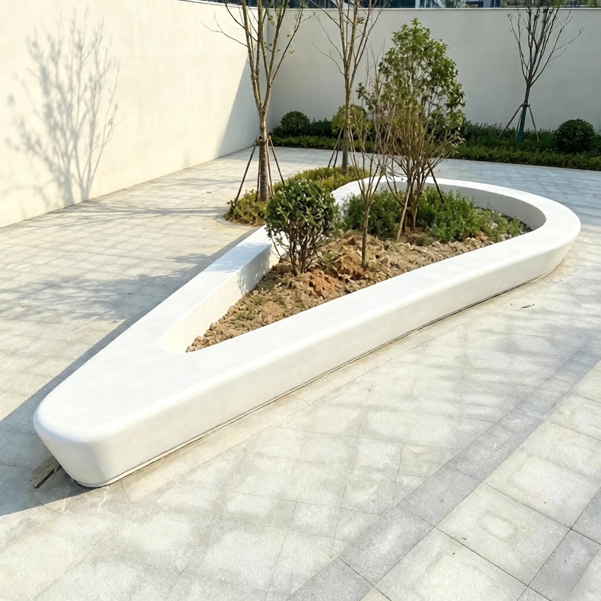GRC预制混凝土树池UHPC三角形景观座椅 GRC预制混凝土树池UHPC三角形景观座椅